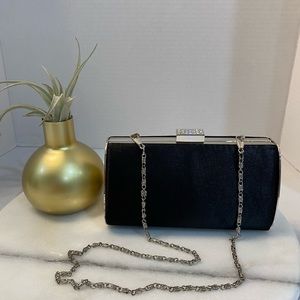 Lulu Townsend black evening bag / Rhinestone Clasp